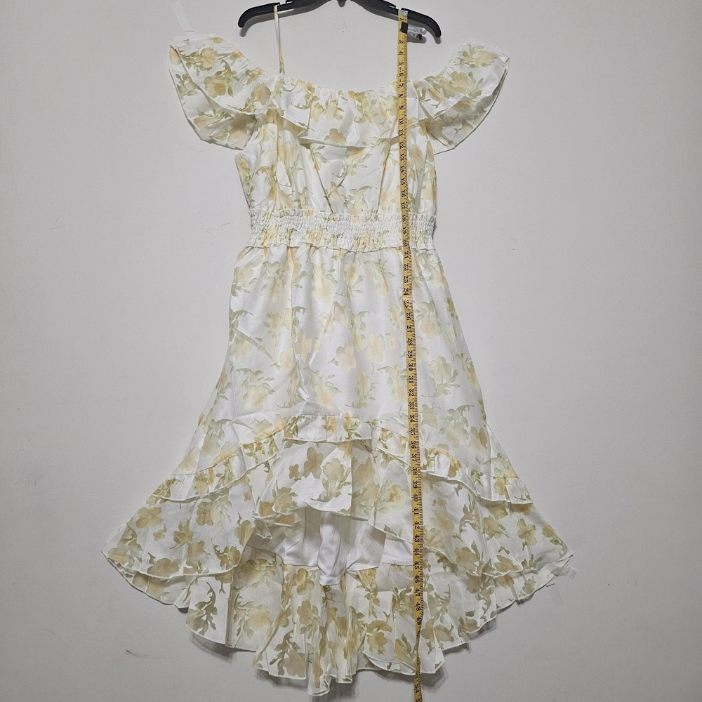 Layered With Love Women's Dress Plus Size 1X Yellow Off-Shoulder Ruffles Hi-Low - Picture 3 of 12